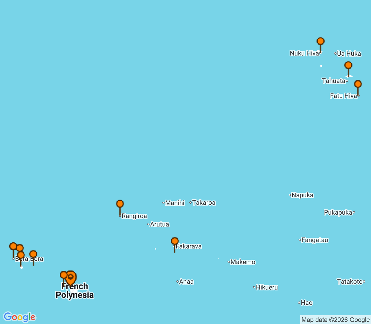 Harta itinerariu Croaziera 2027 - Tahiti si Pacificul de Sud (Papeete, Tahiti, Polinezia Franceza) - Windstar Cruises - Star Breeze - 18 nopti