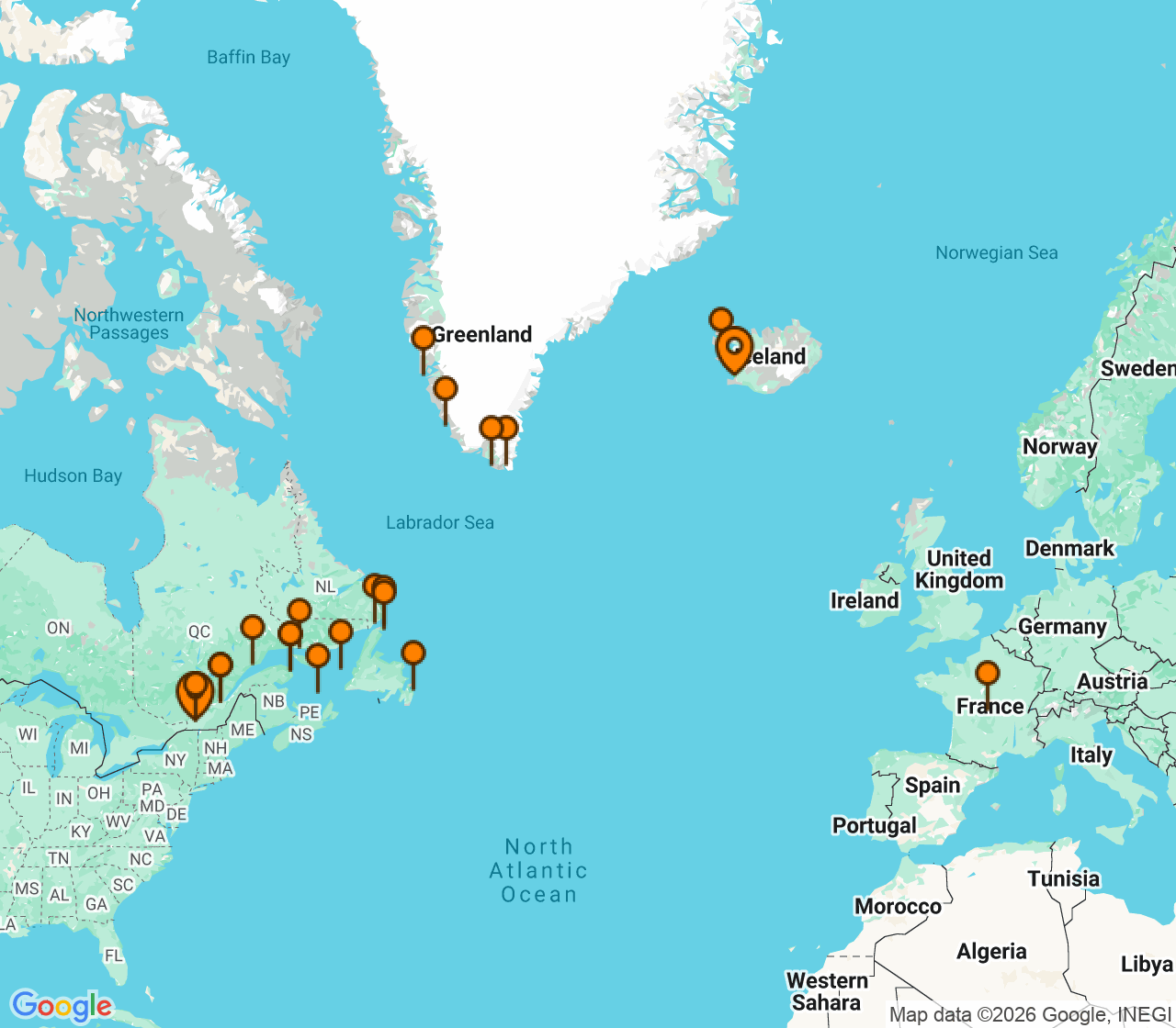 Harta itinerariu Croaziera 2028 - Europa de Nord (Reykjavik, Islanda) - Seabourn - Seabourn Quest - 27 nopti