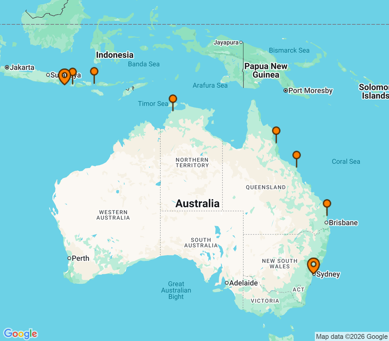 Harta itinerariu Croaziera 2027 - Australia si Noua Zeelanda (Sydney, Australia) - Oceania Cruises - Vista - 15 nopti