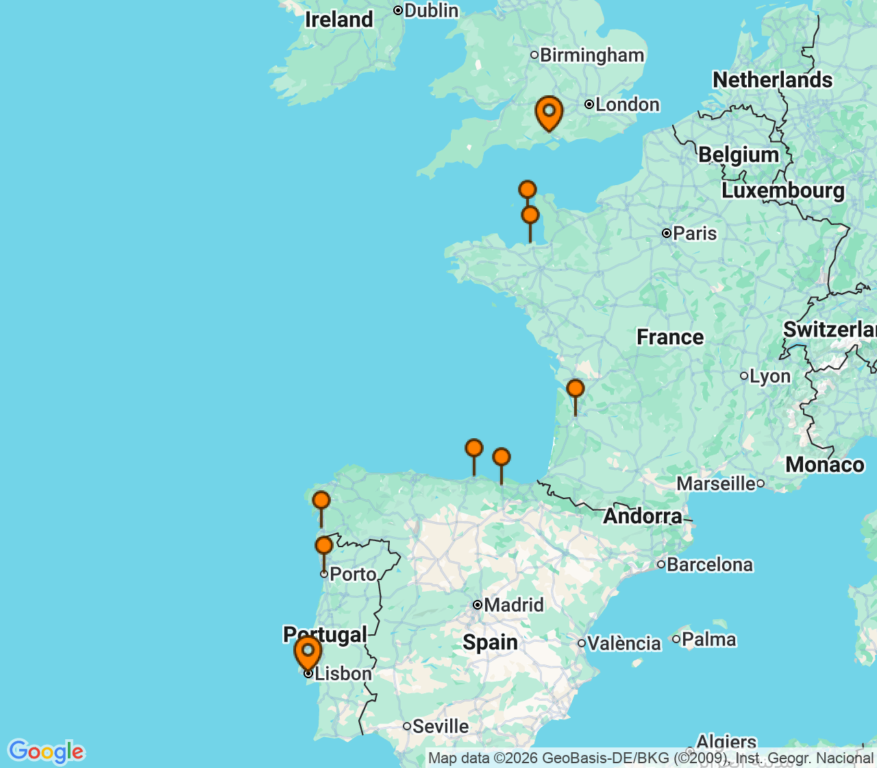 Harta itinerariu Croaziera 2026 - Europa de Nord (Southampton, Anglia) - Silversea Cruises - Silver Dawn - 12 nopti
