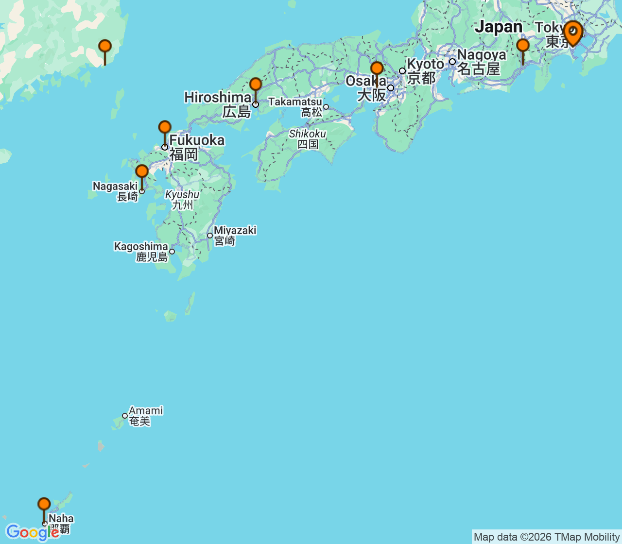 Harta itinerariu Croaziera 2028 - Asia (Orientul Indepartat) (Tokyo (Yokohama), Japonia) - Celebrity Cruises - Celebrity Millennium - 13 nopti