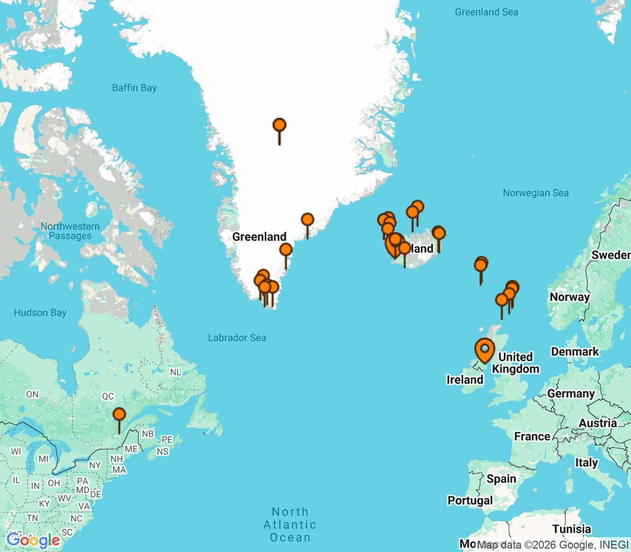 Harta itinerariu Croaziera 2027 - Mediterana (Belfast, Irlanda de Nord) - Seabourn - Seabourn Venture - 28 nopti