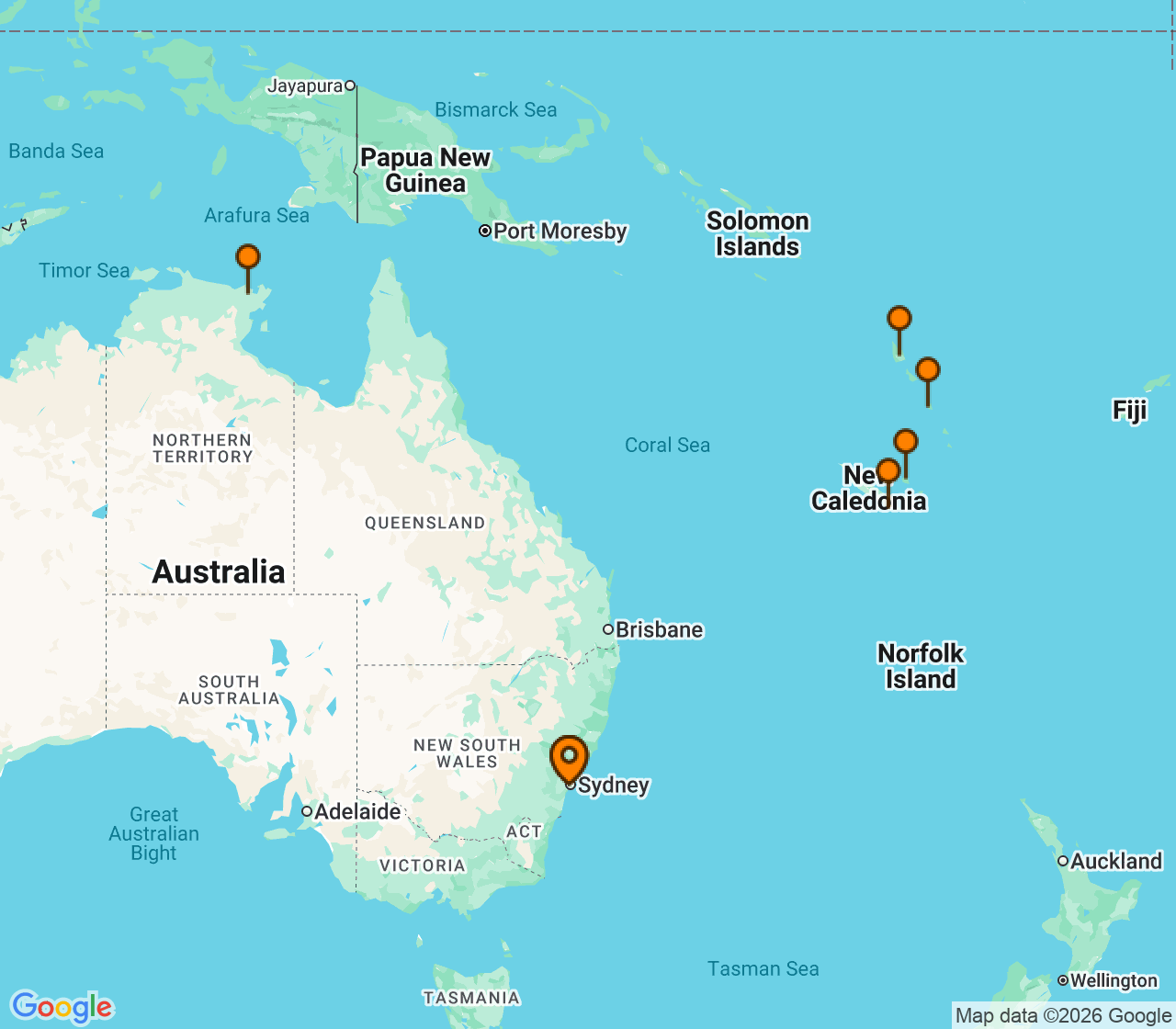 Harta itinerariu Croaziera 2028 - Australia si Noua Zeelanda (Sydney, Australia) - Celebrity Cruises - Celebrity Solstice - 10 nopti