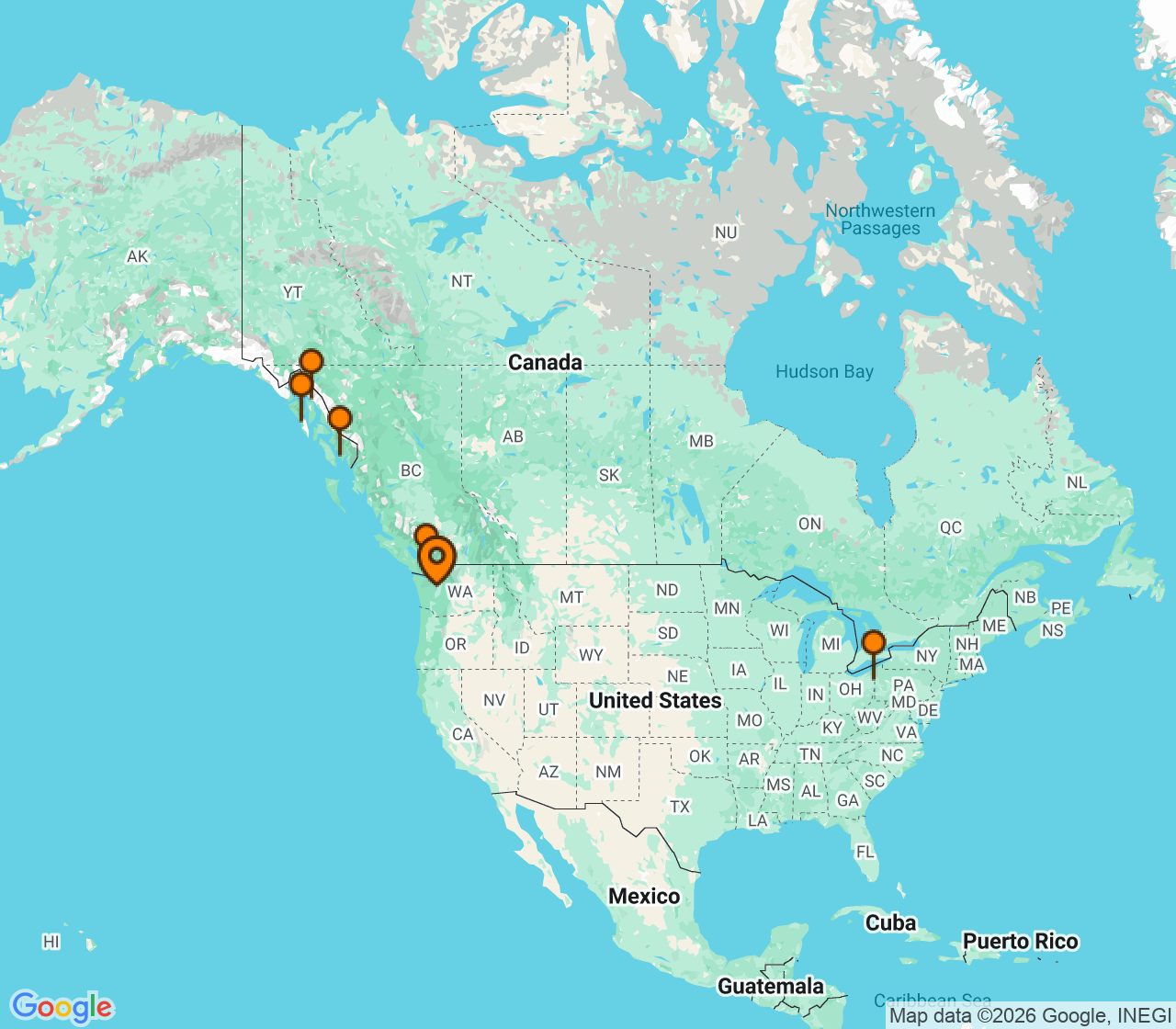 Harta itinerariu Croaziera 2028 - Alaska (Seattle, WA) - Norwegian Cruise Line - Norwegian Joy - 7 nopti