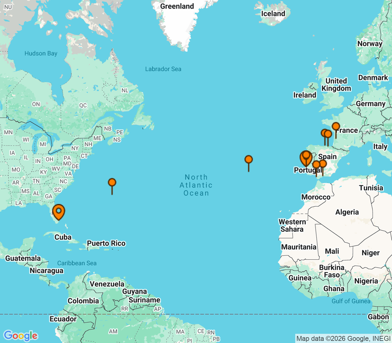 Harta itinerariu Croaziera 2027 - Repozitionari si Transoceanic (Miami, FL) - Regent Seven Seas Cruises - Seven Seas Grandeur - 24 nopti