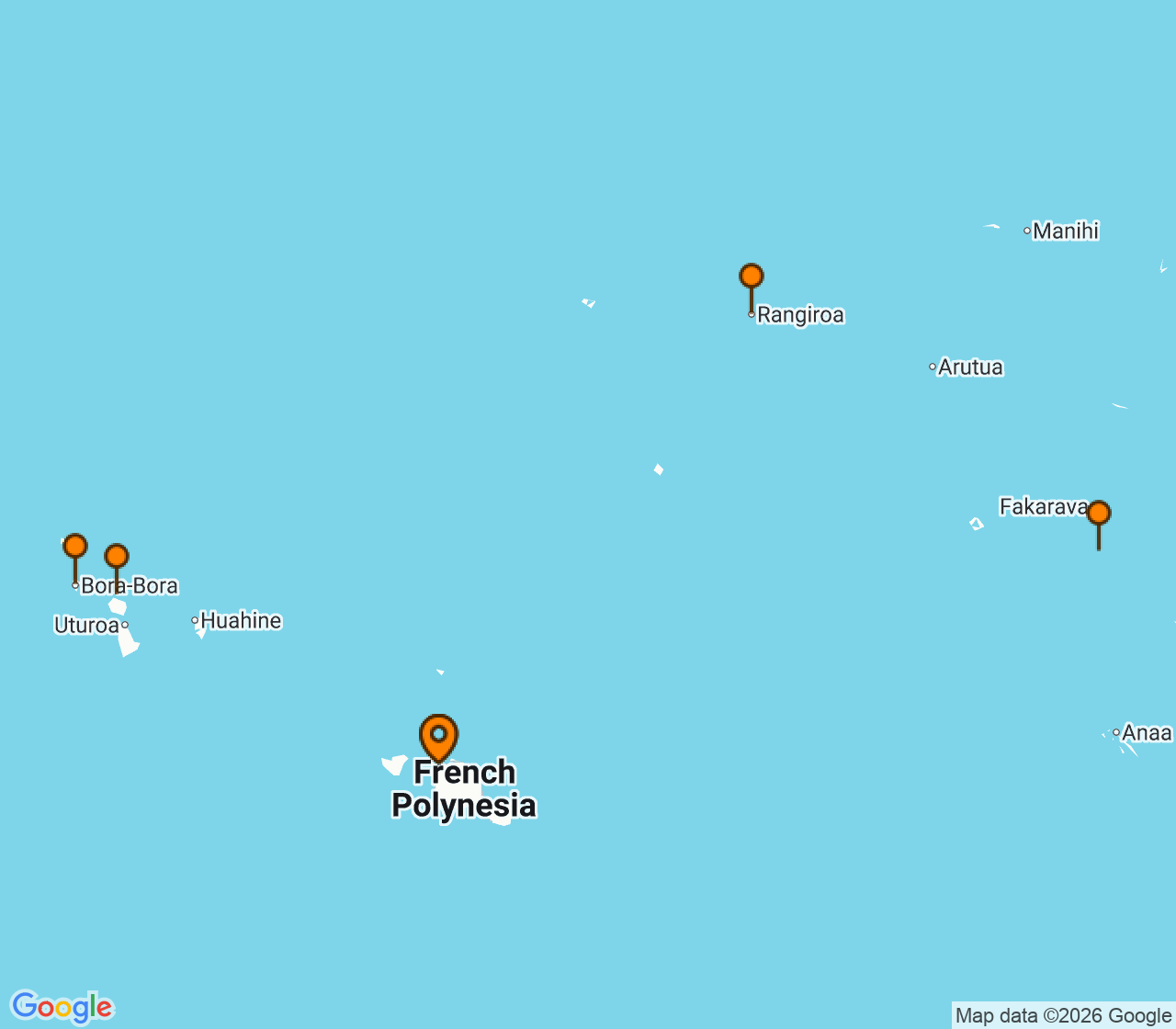 Harta itinerariu Croaziera 2026 - Tahiti si Pacificul de Sud (Papeete, Tahiti, Polinezia Franceza) - Windstar Cruises - Star Breeze - 7 nopti