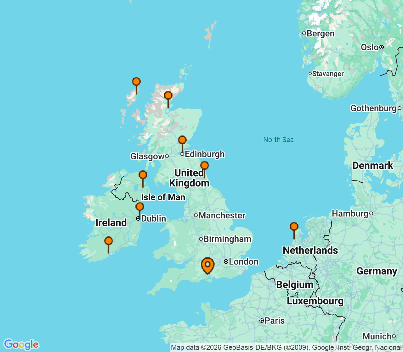 Harta itinerariu Croaziera 2028 - Europa de Nord (Southampton, Anglia) - Norwegian Cruise Line - Norwegian Star - 11 nopti