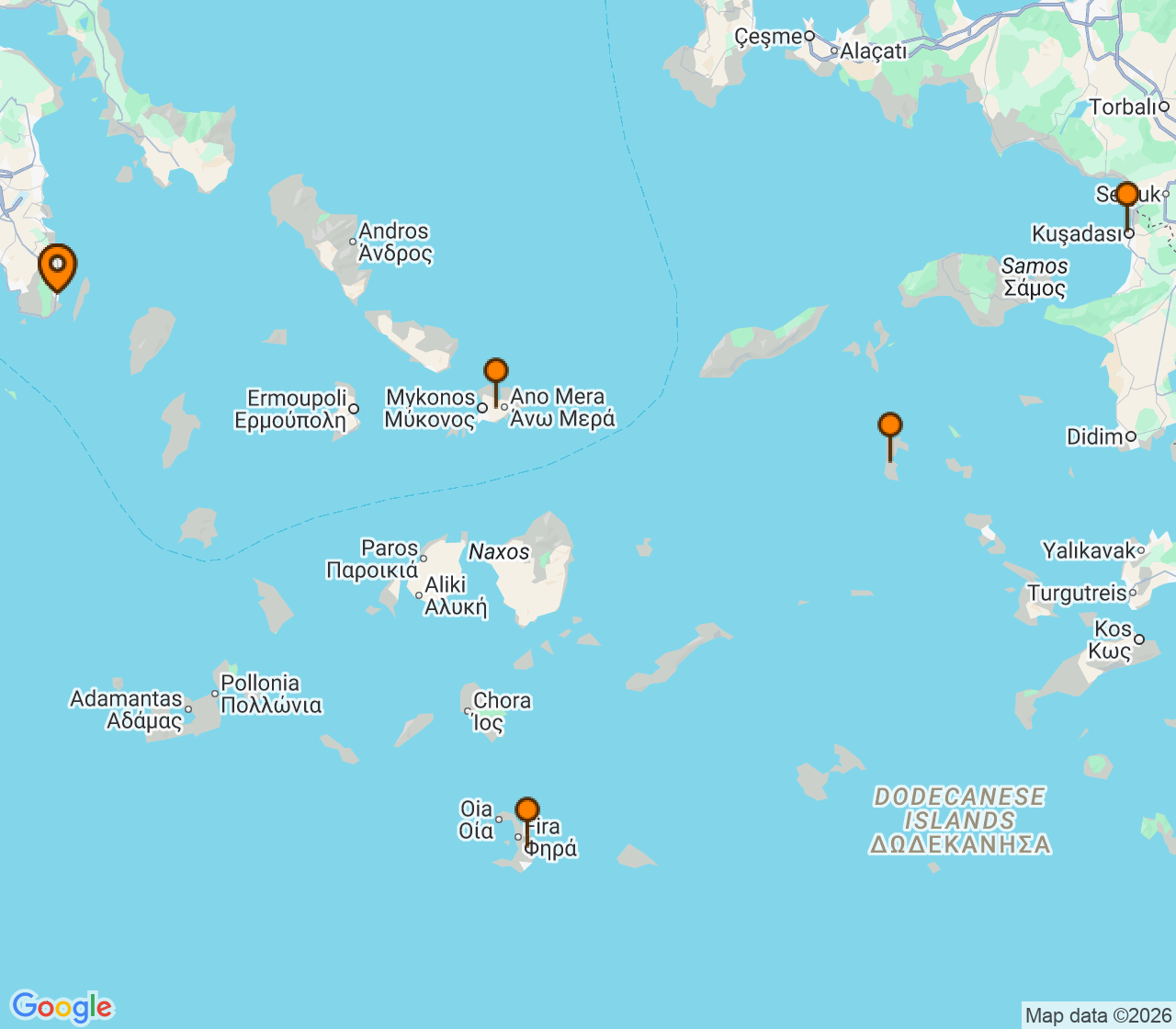 Harta itinerariu Croaziera 2026 - Mediterana (Athena (Lavrion), Grecia) - Celestyal Cruises - Celestyal Discovery - 3 nopti