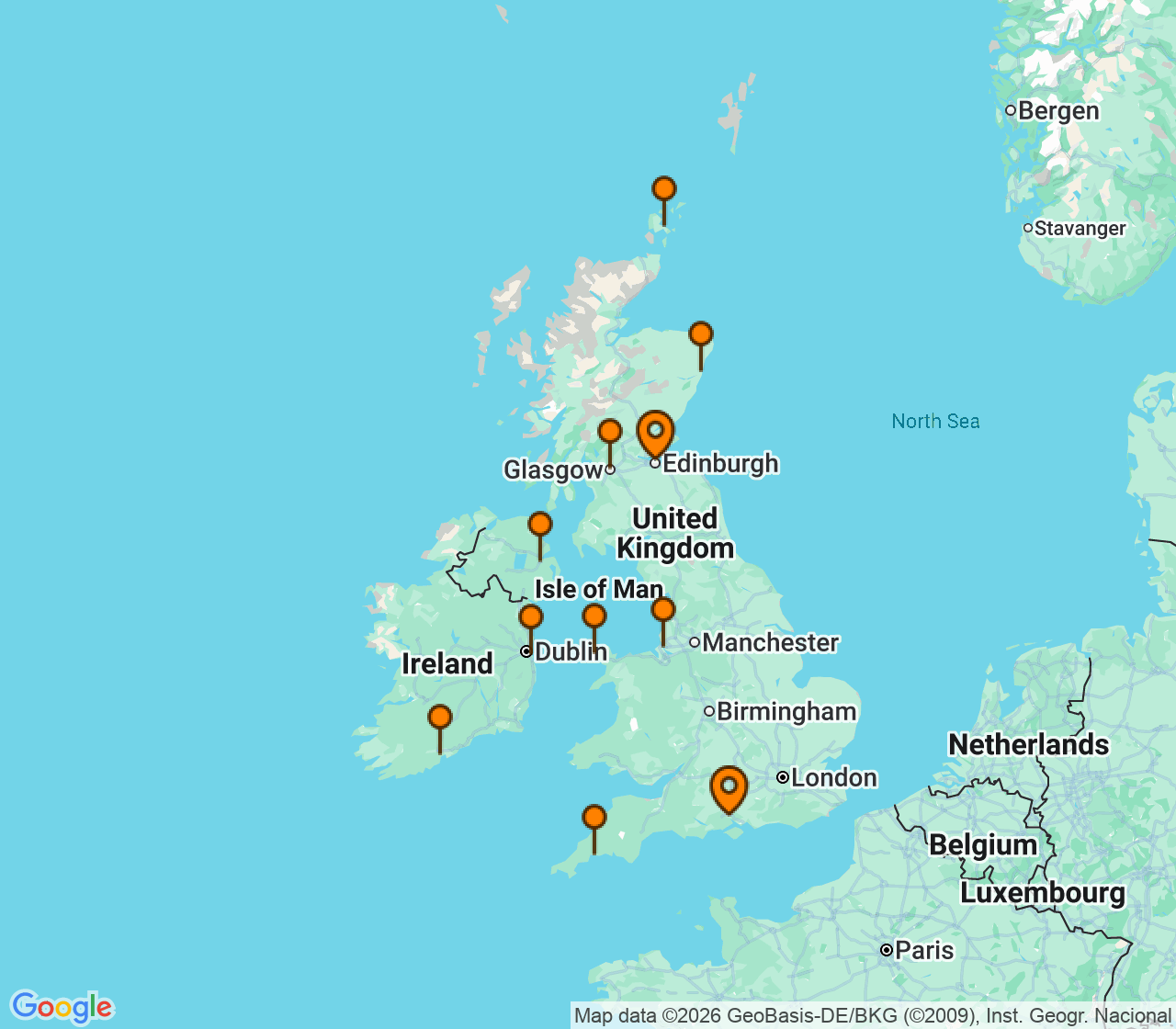 Harta itinerariu Croaziera 2027 - Europa de Nord (Southampton, Anglia) - Regent Seven Seas Cruises - Seven Seas Voyager - 11 nopti