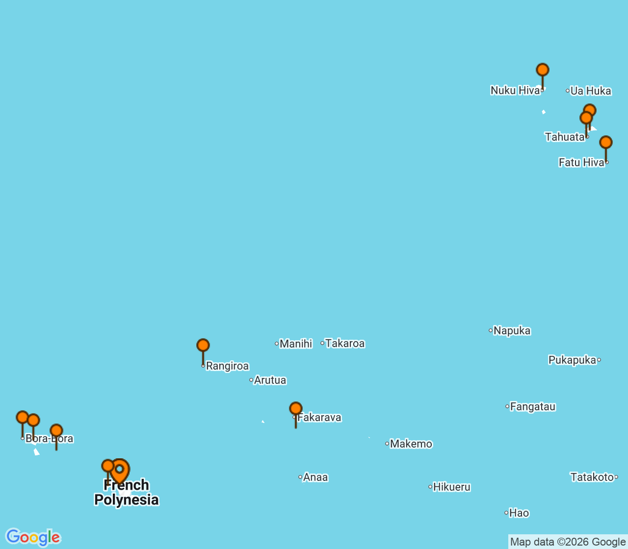 Harta itinerariu Croaziera 2029 - Tahiti si Pacificul de Sud (Papeete, Tahiti, Polinezia Franceza) - Paul Gauguin Cruises - m/s Paul Gauguin - 14 nopti