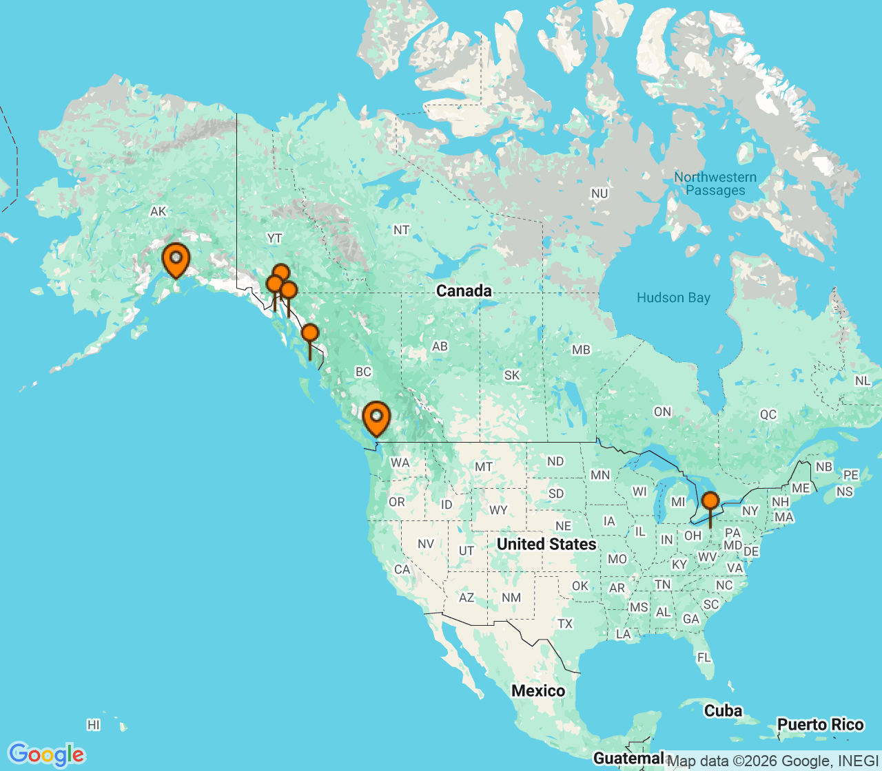 Harta itinerariu Croaziera 2027 - Alaska (Anchorage (Whittier), AK) - Princess Cruises - Island Princess - 7 nopti