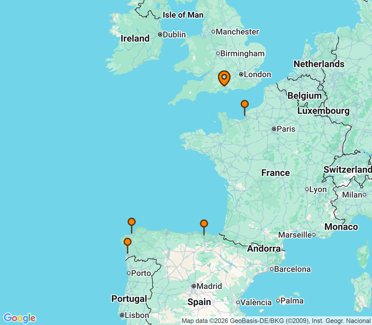 Harta itinerariu Croaziera 2027 - Europa de Nord (Southampton, Anglia) - Royal Caribbean Cruise Line - Freedom of the Seas - 7 nopti