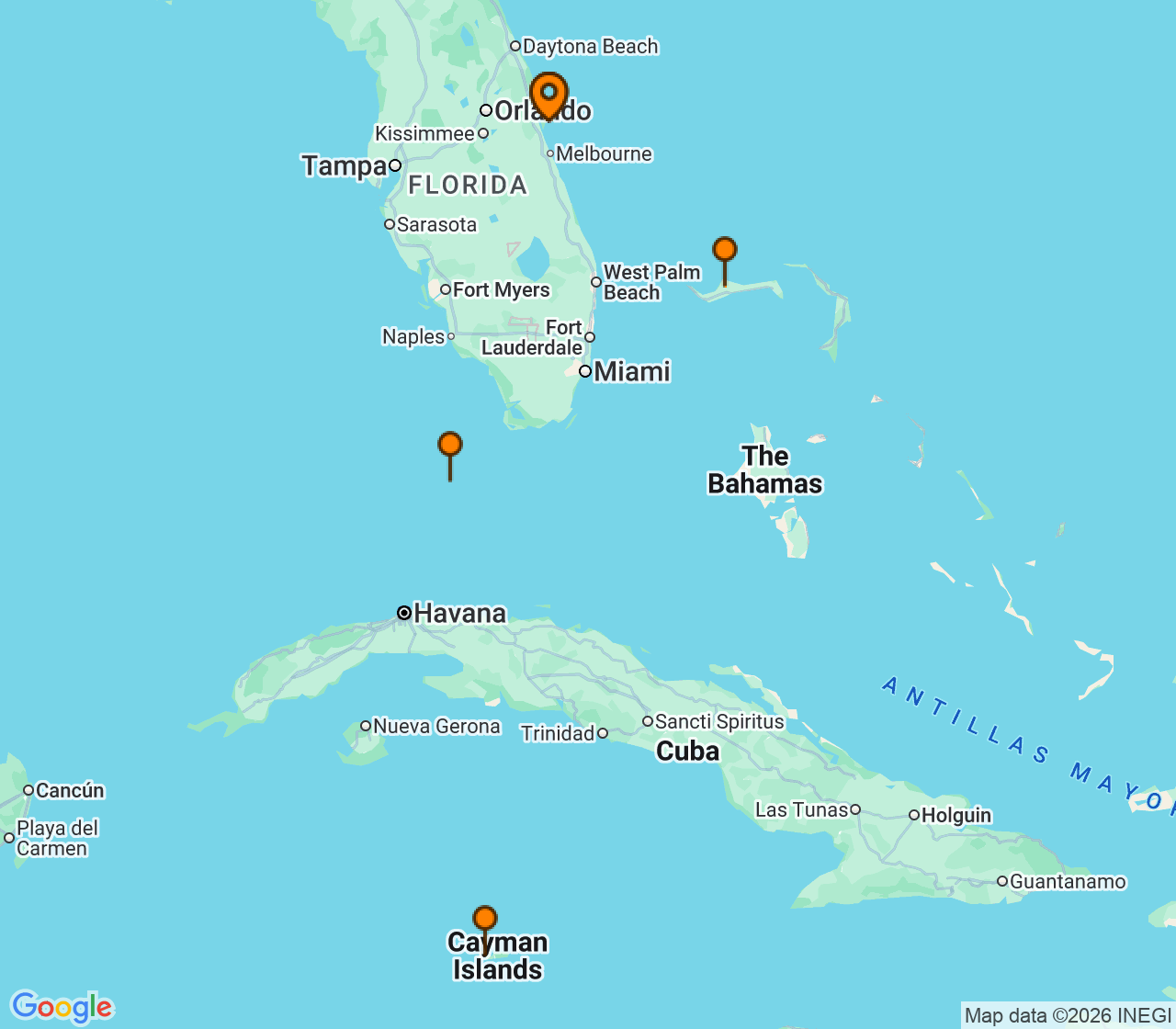 Harta itinerariu Croaziera 2027 - Caraibe si America Centrala (Port Canaveral, FL) - Celebrity Cruises - Celebrity Apex - 7 nopti