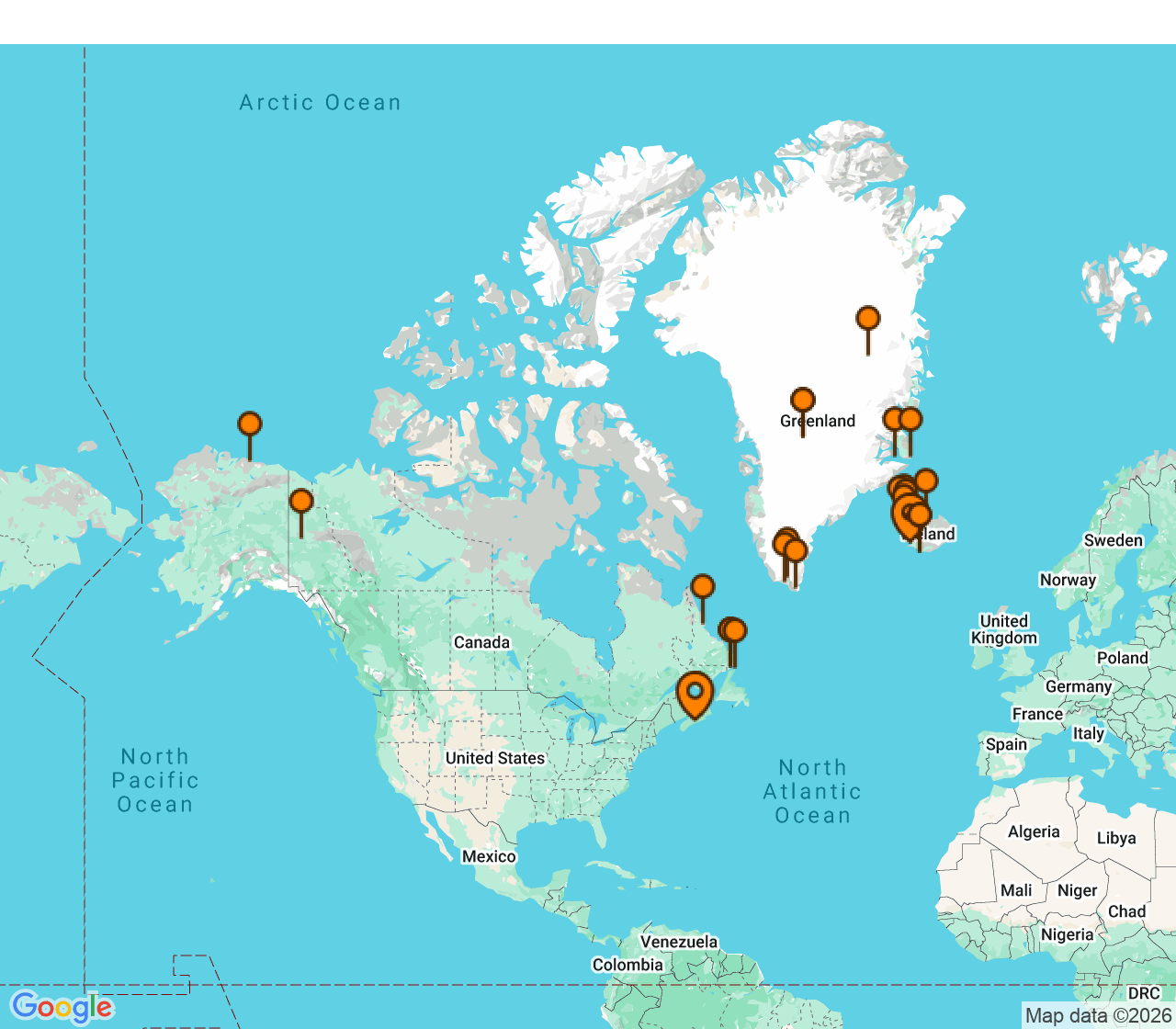 Harta itinerariu Croaziera 2028 - Europa de Nord (Reykjavik, Islanda) - Seabourn - Seabourn Pursuit - 32 nopti