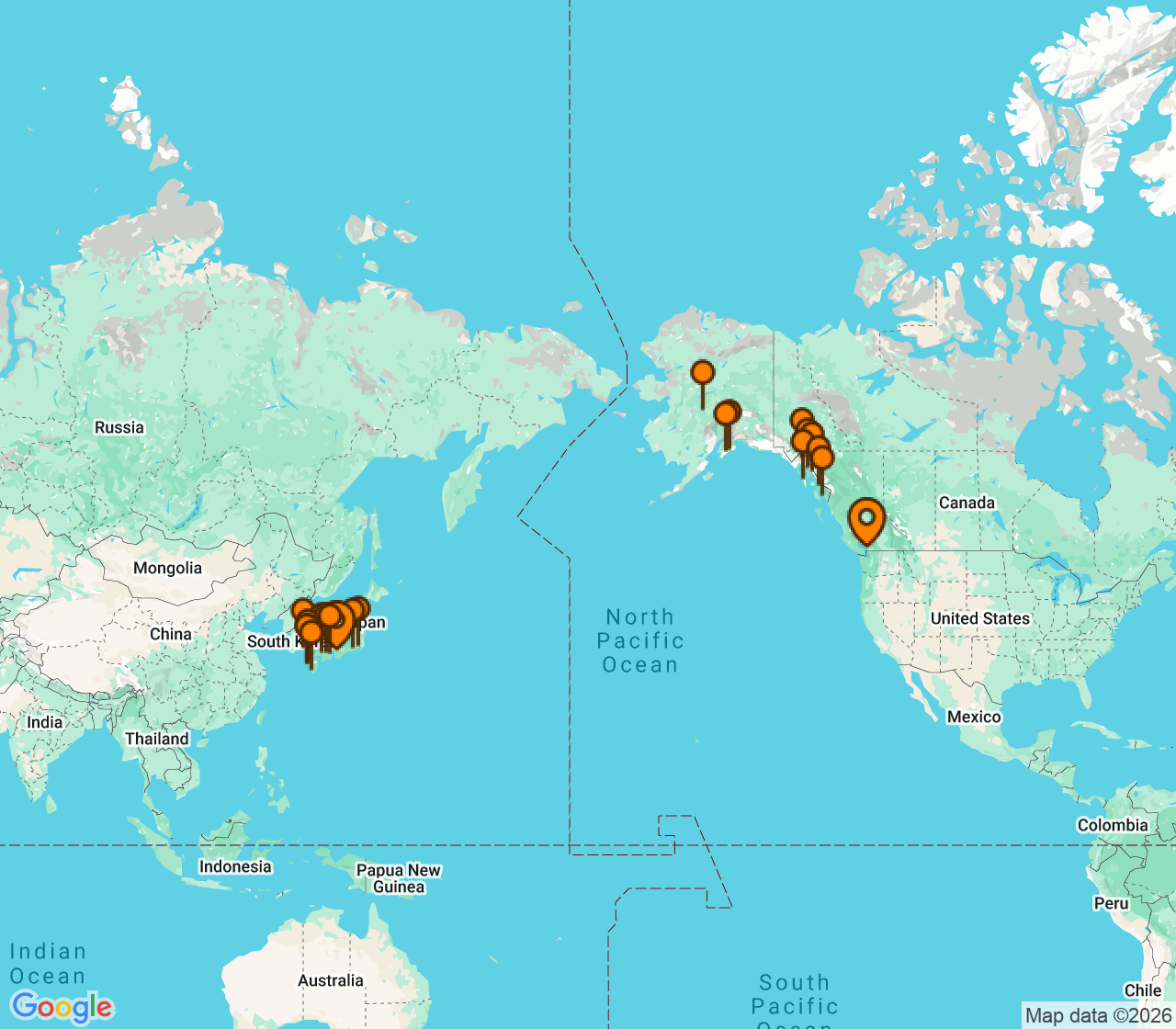 Harta itinerariu Croaziera 2028 - Alaska (Vancouver, Canada) - Windstar Cruises - Star Seeker - 34 nopti