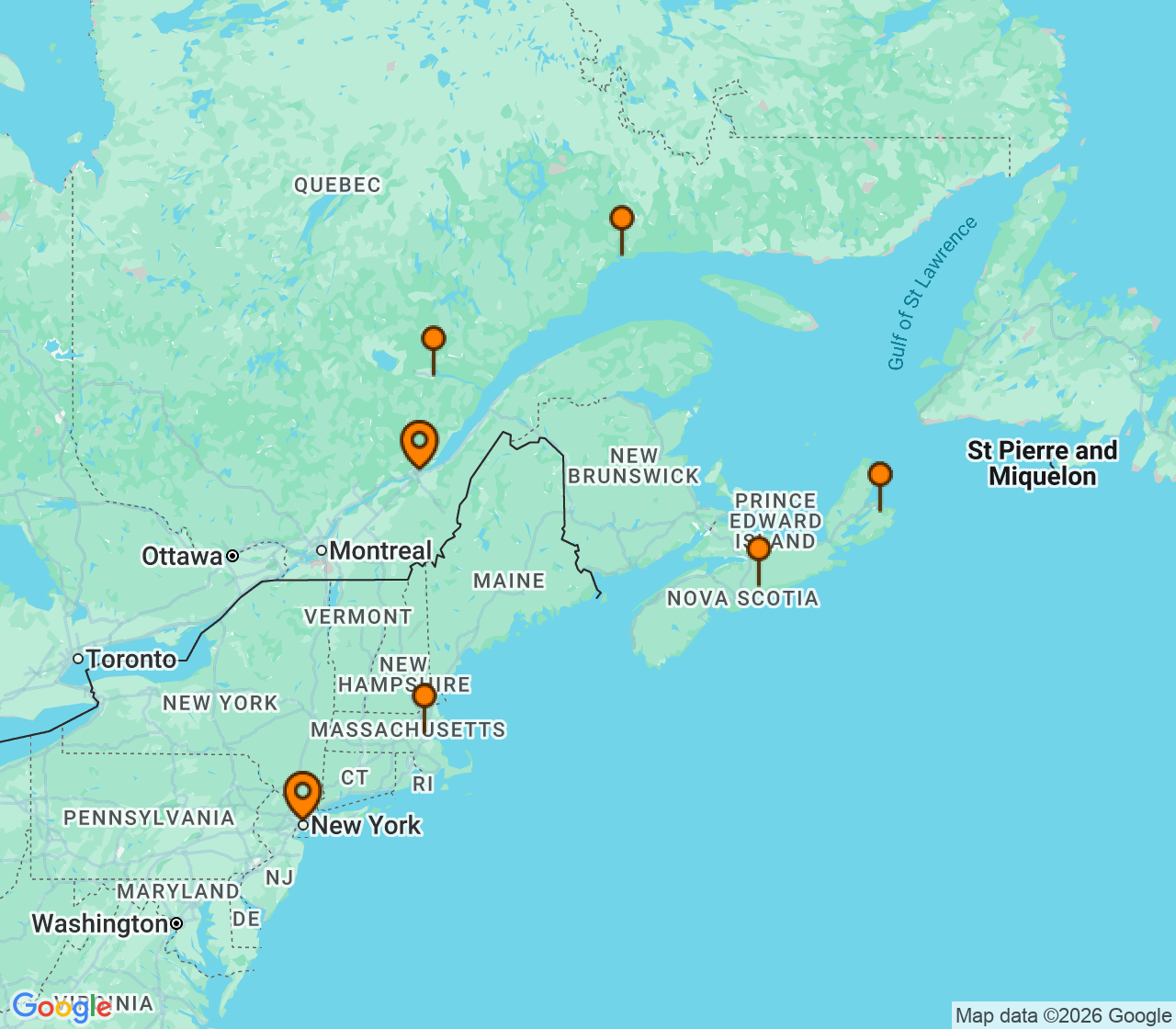 Harta itinerariu Croaziera 2028 - Canada si Noua Anglie (Orasul Quebec, Canada) - Explora Journeys - Explora V - 10 nopti
