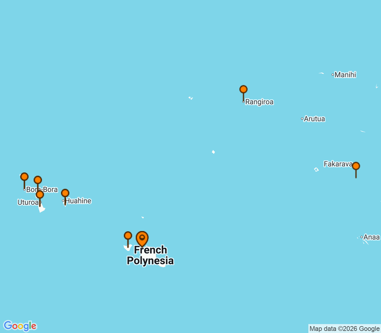 Harta itinerariu Croaziera 2027 - Tahiti si Pacificul de Sud (Papeete, Tahiti, Polinezia Franceza) - Windstar Cruises - Star Breeze - 18 nopti