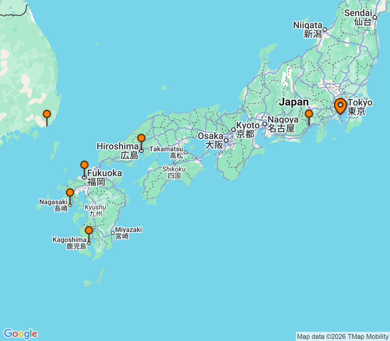 Harta itinerariu Croaziera 2029 - Asia (Orientul Indepartat) (Tokyo (Yokohama), Japonia) - Celebrity Cruises - Celebrity Millennium - 10 nopti