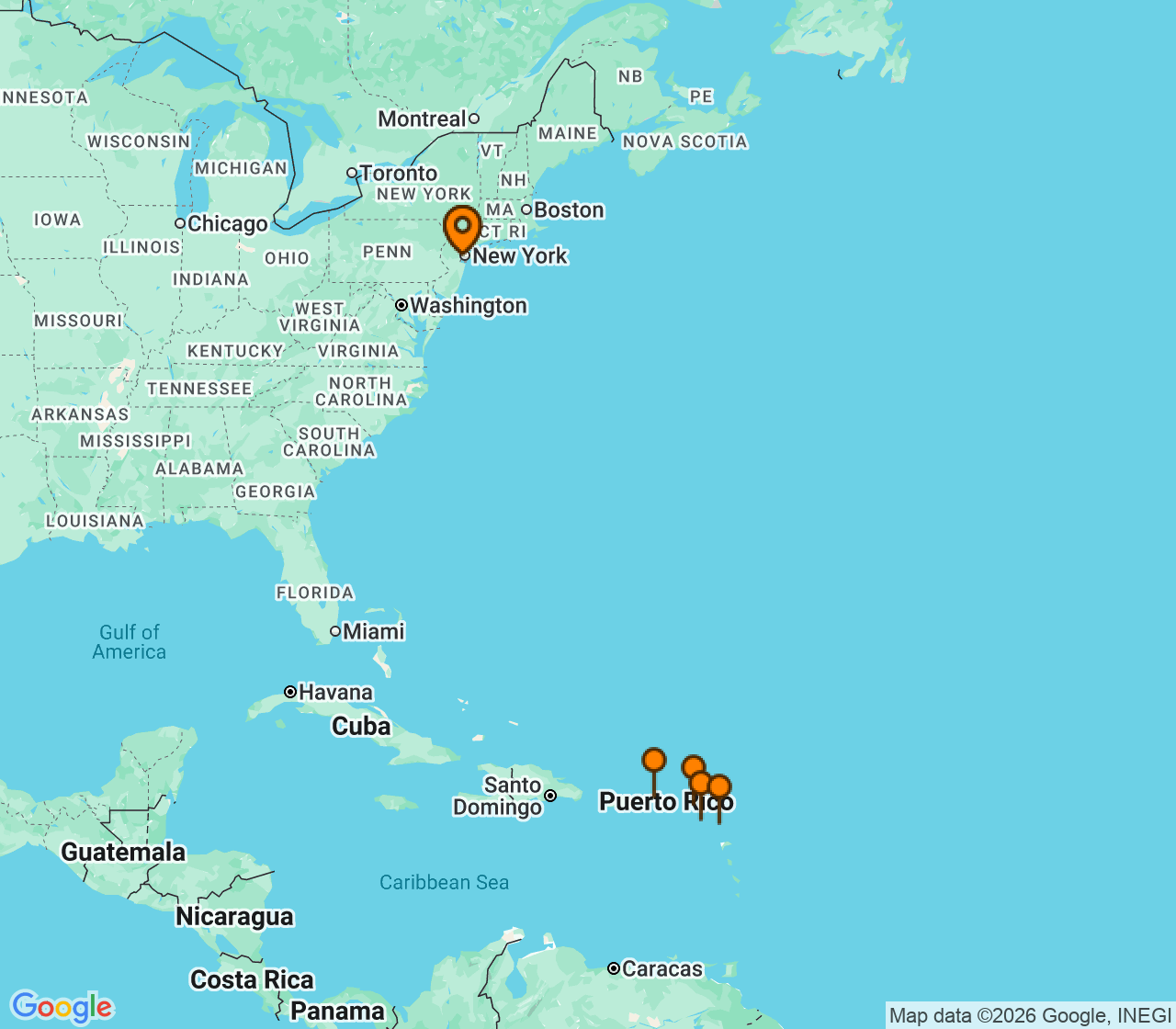 Harta itinerariu Croaziera 2027 - Caraibe si America Centrala (Cape Liberty, New Jersey) - Royal Caribbean Cruise Line - Odyssey of the Seas - 11 nopti