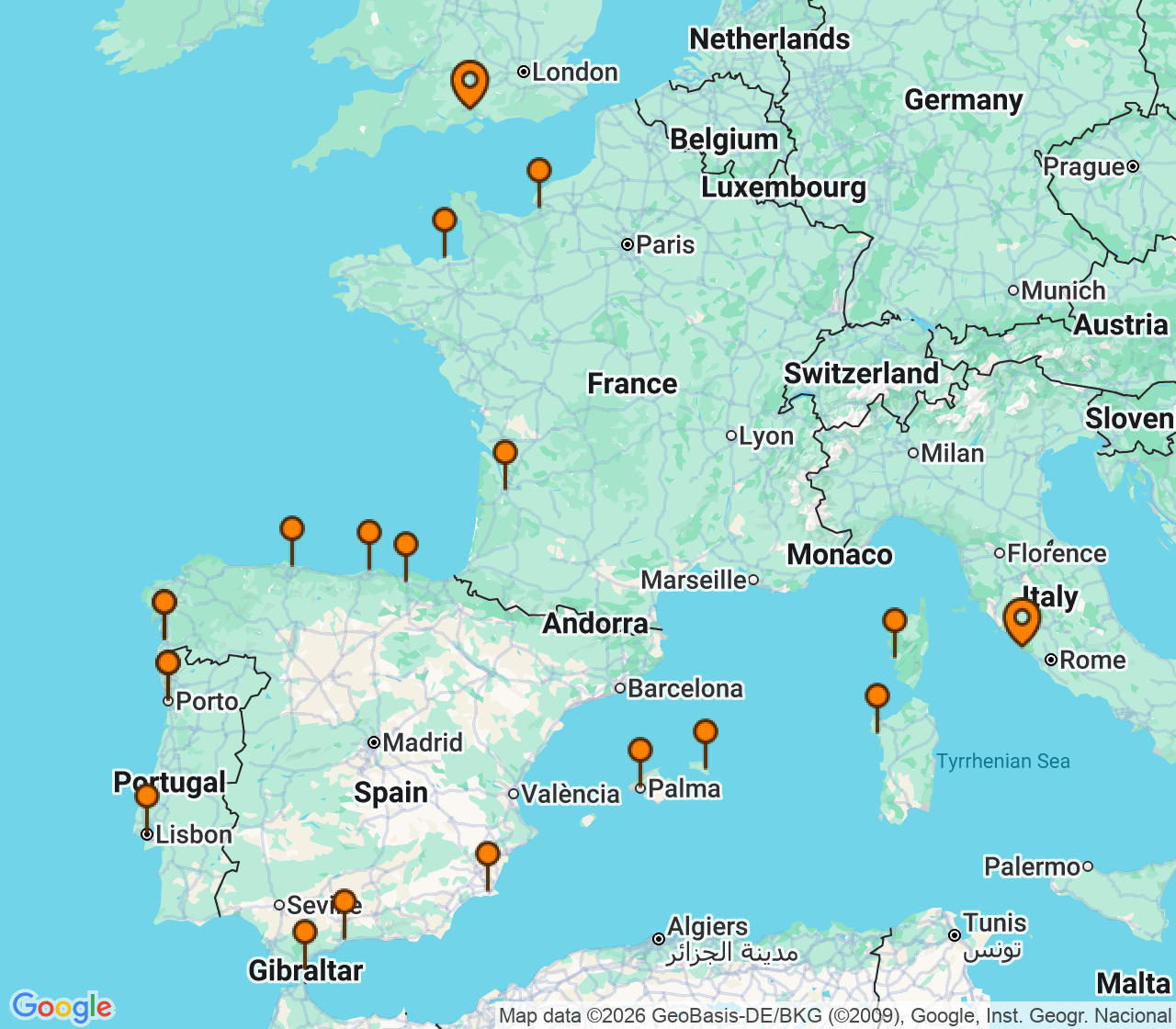 Harta itinerariu Croaziera 2027 - Europa de Nord (Southampton, Anglia) - Silversea Cruises - Silver Dawn - 25 nopti