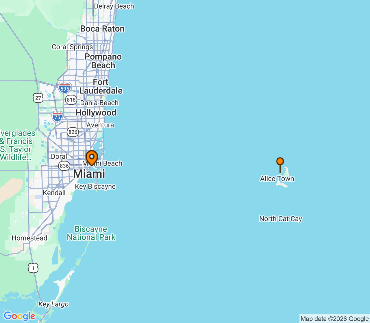 Harta itinerariu Croaziera 2026 - Caraibe si America Centrala (Miami, FL) - Virgin Voyages - Scarlet Lady - 5 nopti