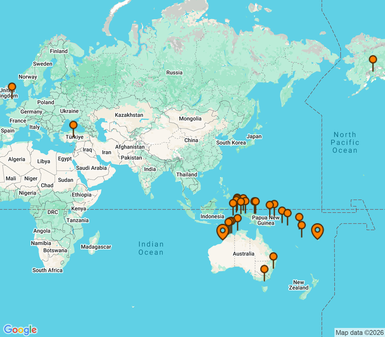 Harta itinerariu Croaziera 2027 - Tahiti si Pacificul de Sud (Broome, Australia) - Seabourn - Seabourn Pursuit - 32 nopti