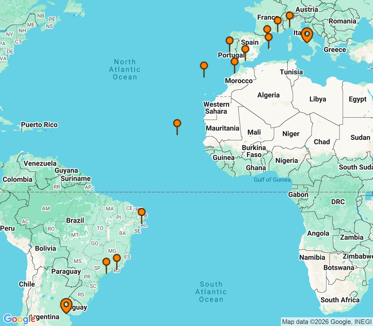 Harta itinerariu Croaziera 2027 - Repozitionari si Transoceanic (Buenos Aires, Argentina) - MSC Cruises - MSC Seaview - 27 nopti