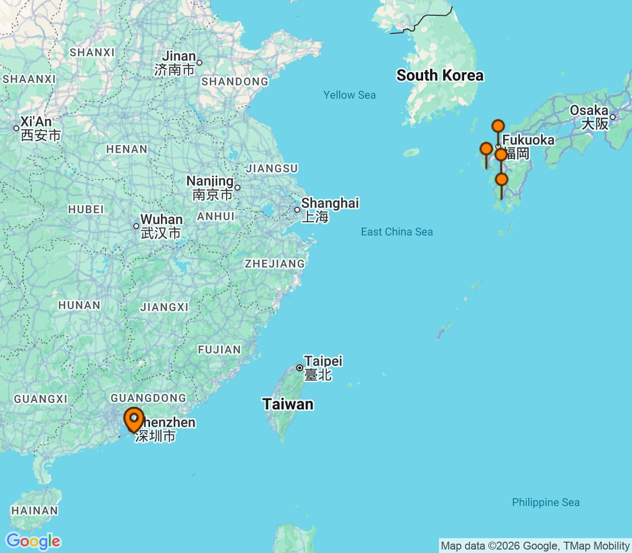 Harta itinerariu Croaziera 2026 - Asia (Orientul Indepartat) (Hong Kong, China) - Royal Caribbean Cruise Line - Spectrum of the Seas - 9 nopti