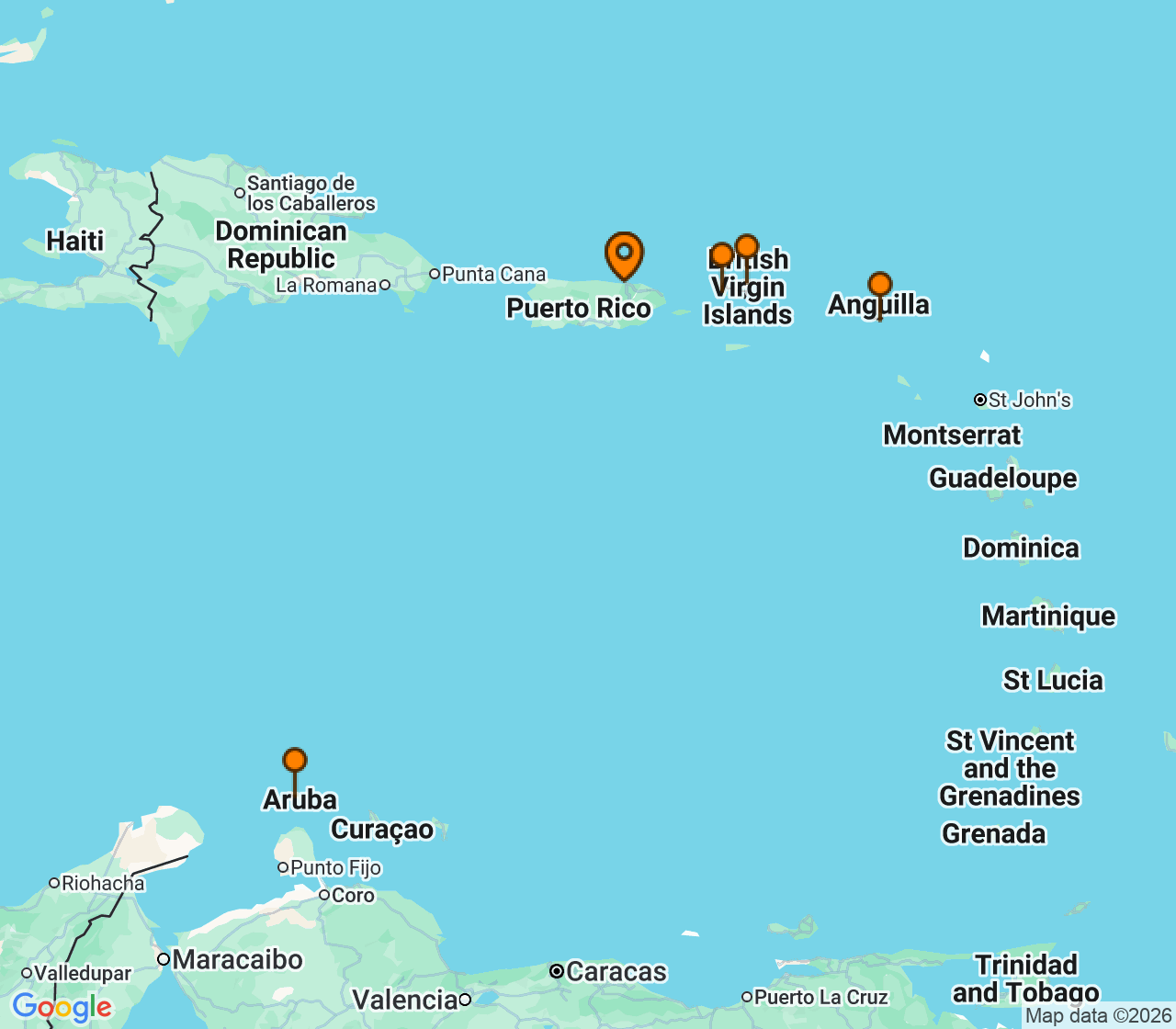 Harta itinerariu Croaziera 2026 - Caraibe si America Centrala (San Juan, Puerto Rico) - Norwegian Cruise Line - Norwegian Prima - 7 nopti