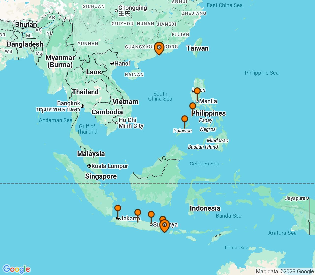 Harta itinerariu Croaziera 2028 - Grand Voyage si Tematice (Hong Kong, China) - Regent Seven Seas Cruises - Seven Seas Explorer - 12 nopti