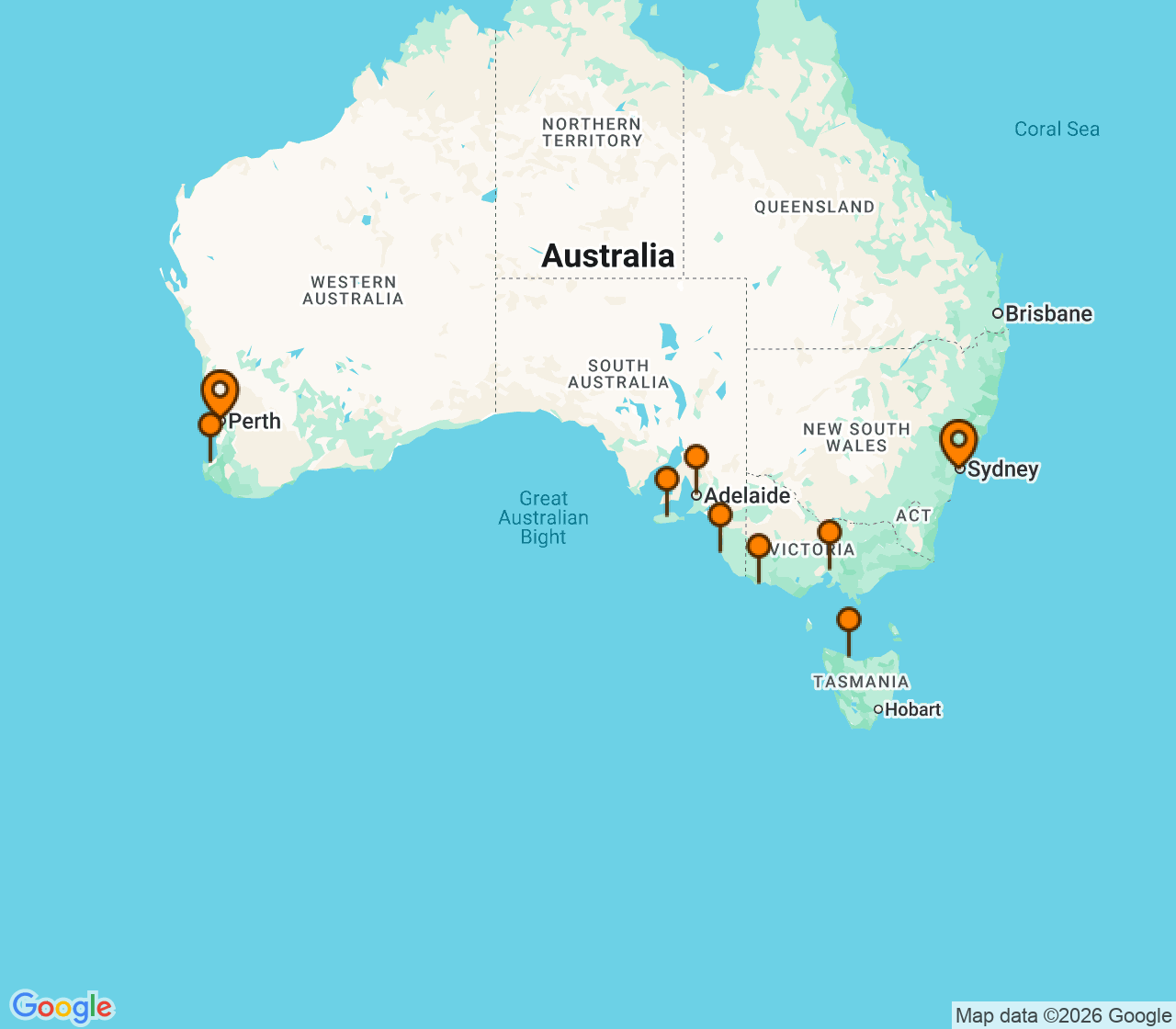 Harta itinerariu Croaziera 2029 - Grand Voyage si Tematice (Sydney, Australia) - Seabourn - Seabourn Quest - 13 nopti