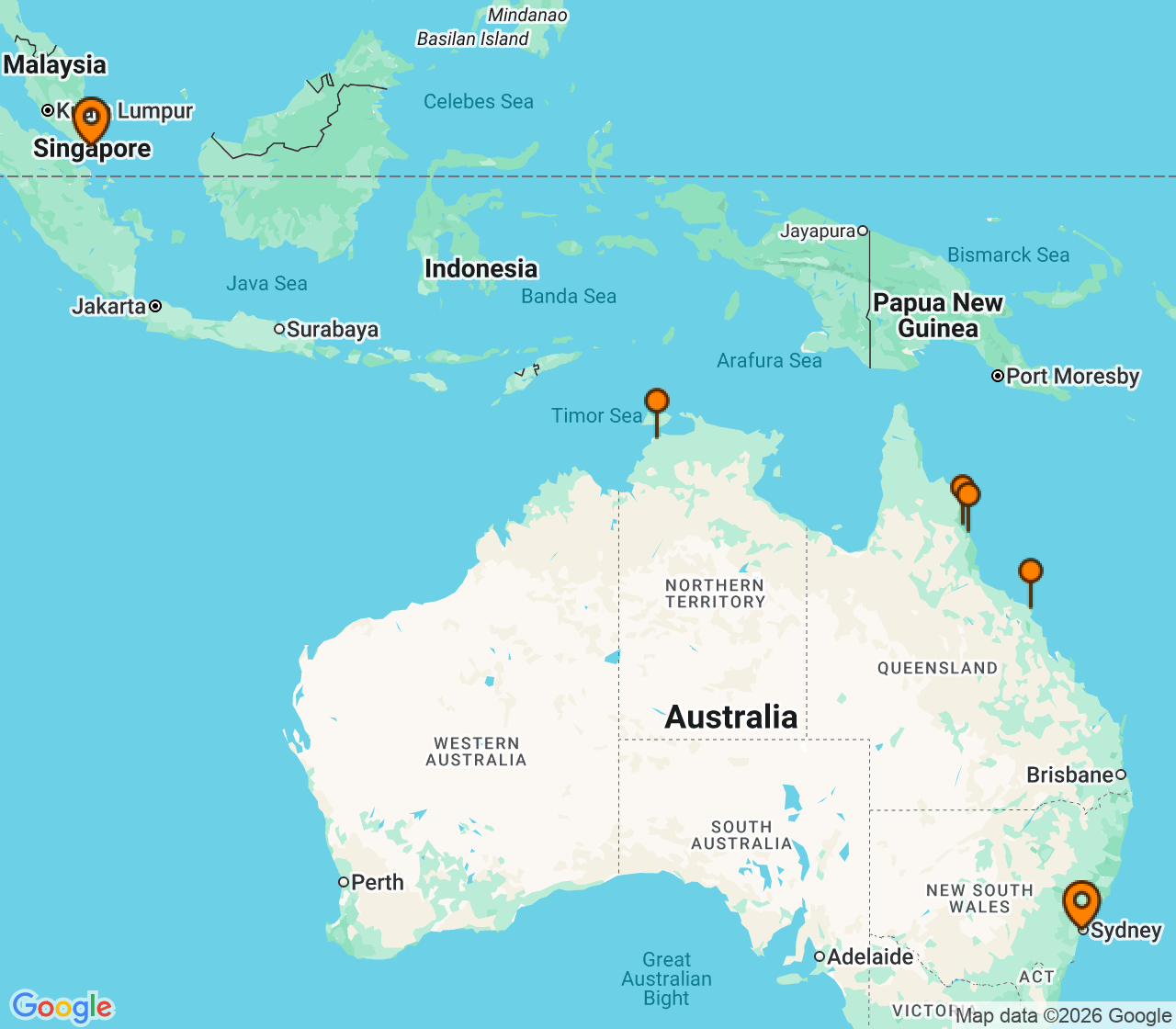Harta itinerariu Croaziera 2026 - Australia si Noua Zeelanda (Sydney, Australia) - Celebrity Cruises - Celebrity Solstice - 13 nopti
