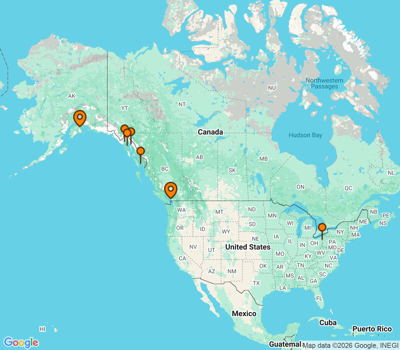 Harta itinerariu Croaziera 2027 - Alaska (Anchorage (Whittier), AK) - Princess Cruises - Discovery Princess - 7 nopti