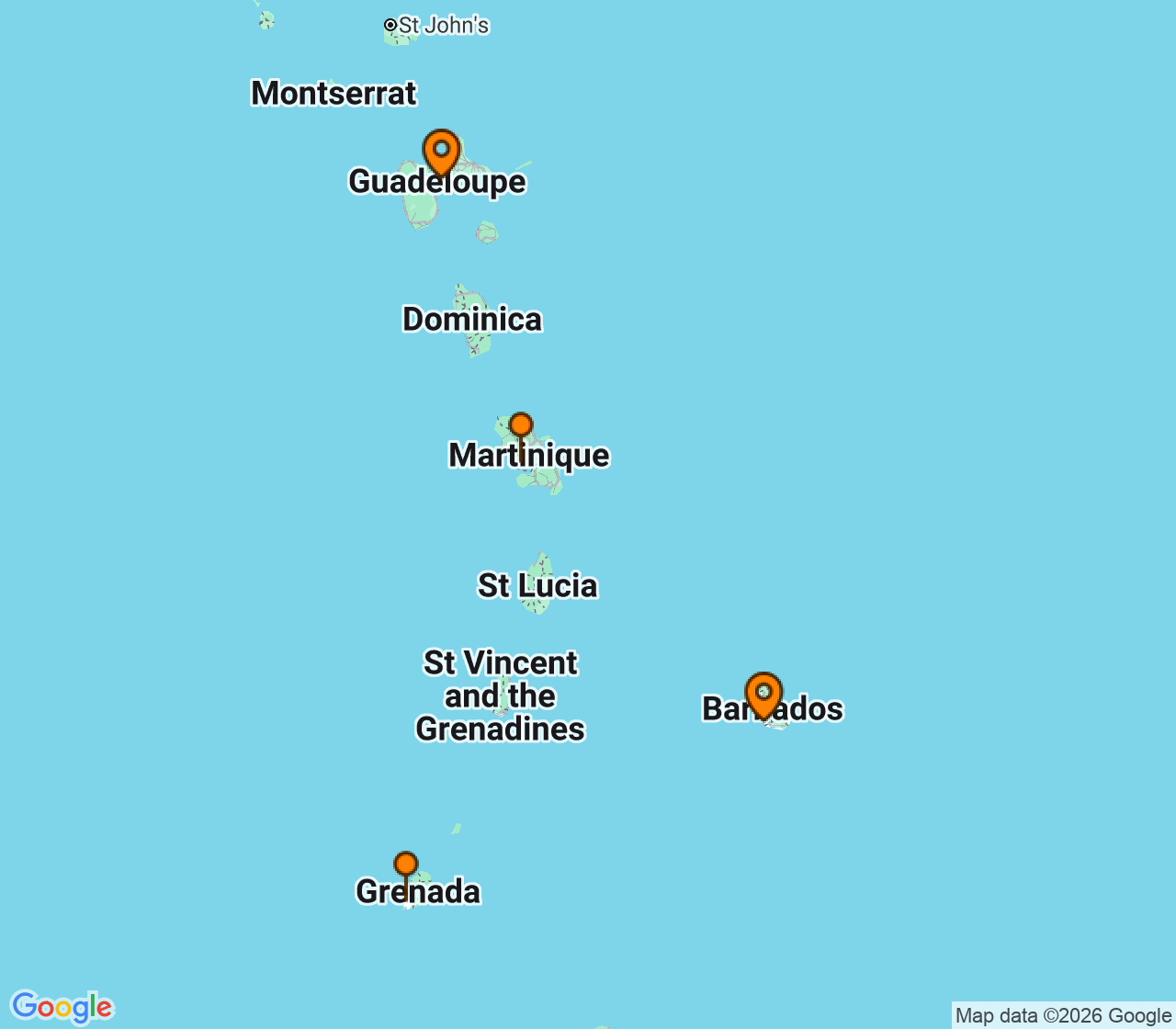 Harta itinerariu Croaziera 2026 - Repozitionari si Transoceanic (Bridgetown, Barbados) - MSC Cruises - MSC World Europa - 4 nopti