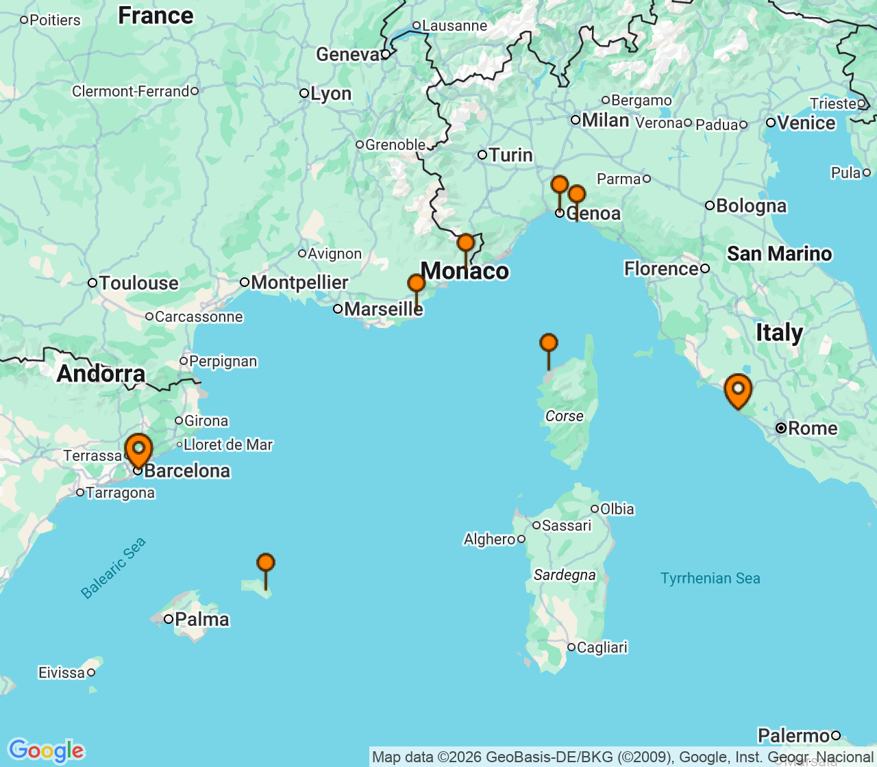 Harta itinerariu Croaziera 2028 - Mediterana (Roma (Civitavecchia), Italia) - Explora Journeys - Explora II - 7 nopti