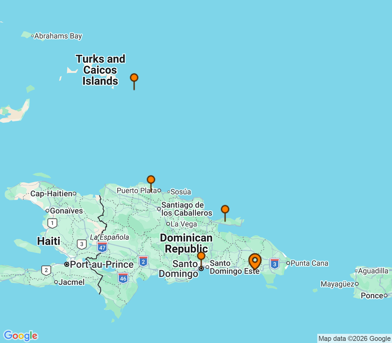 Harta itinerariu Croaziera 2027 - Caraibe si America Centrala (La Romana, Rep. Dominicana) - Costa Cruises - Costa Fascinosa - 7 nopti