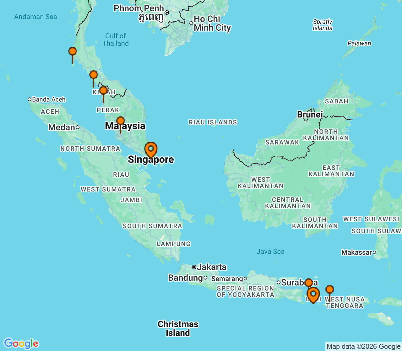 Harta itinerariu Croaziera 2026 - Asia (Orientul Indepartat) (Singapore) - Celebrity Cruises - Celebrity Millennium - 13 nopti