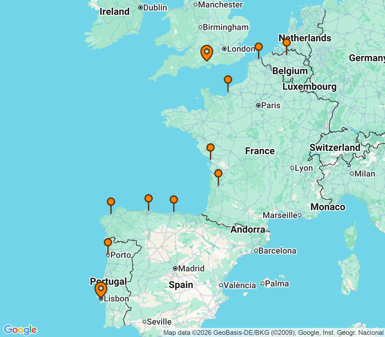 Harta itinerariu Croaziera 2027 - Europa de Nord (Southampton, Anglia) - Regent Seven Seas Cruises - Seven Seas Voyager - 13 nopti