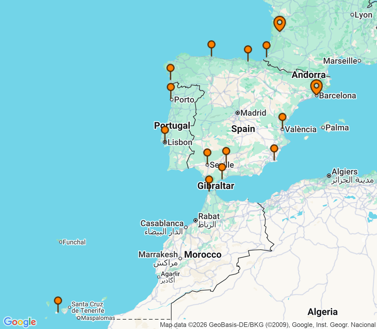 Harta itinerariu Croaziera 2027 - Mediterana (Barcelona, Spania) - Windstar Cruises - Star Explorer - 16 nopti