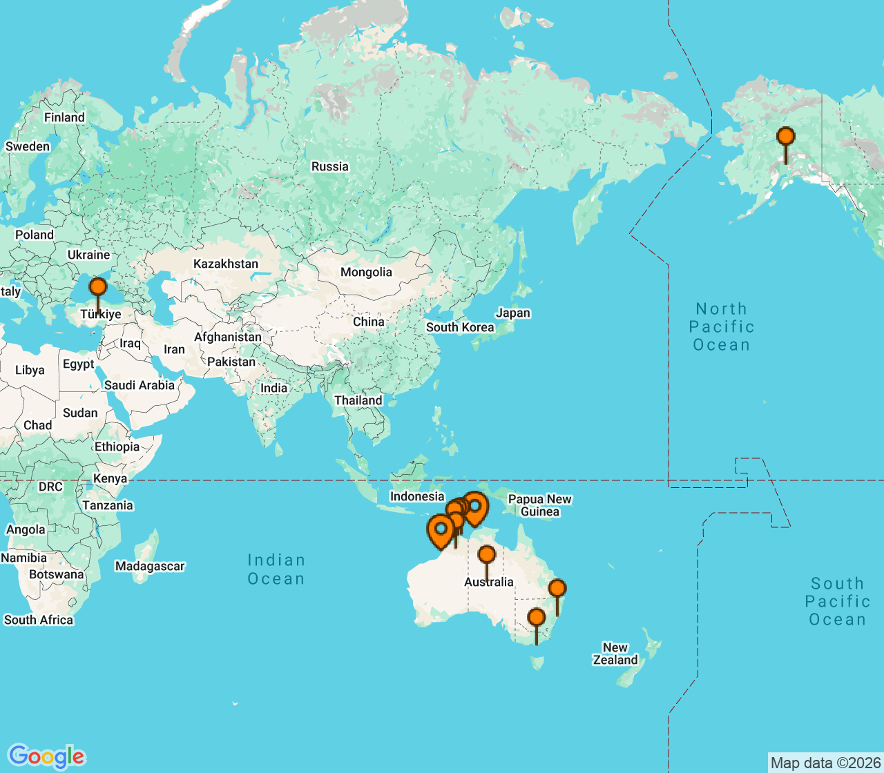 Harta itinerariu Croaziera 2027 - Tahiti si Pacificul de Sud (Darwin, Australia) - Seabourn - Seabourn Pursuit - 10 nopti