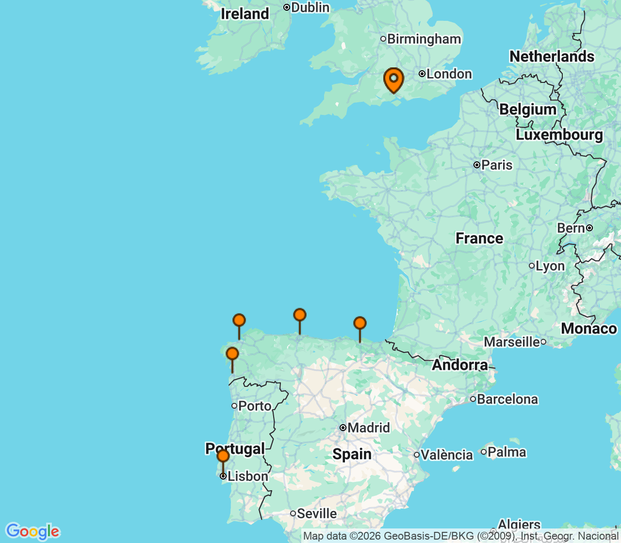 Harta itinerariu Croaziera 2027 - Europa de Nord (Southampton, Anglia) - Royal Caribbean Cruise Line - Freedom of the Seas - 9 nopti