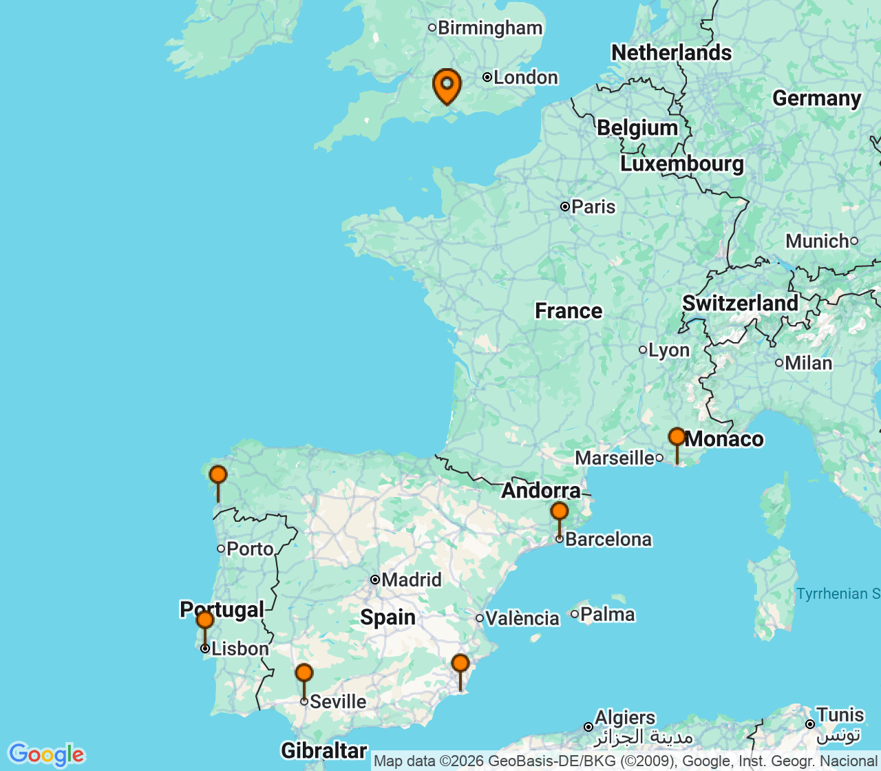 Harta itinerariu Croaziera 2027 - Europa de Nord (Southampton, Anglia) - Princess Cruises - Sky Princess - 14 nopti