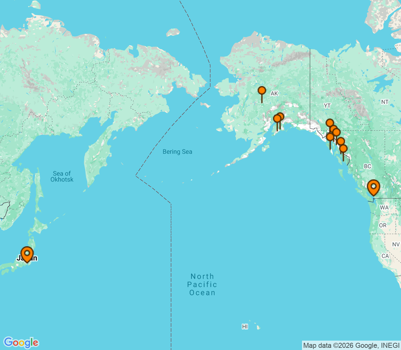 Harta itinerariu Croaziera 2028 - Alaska (Vancouver, Canada) - Windstar Cruises - Star Seeker - 24 nopti