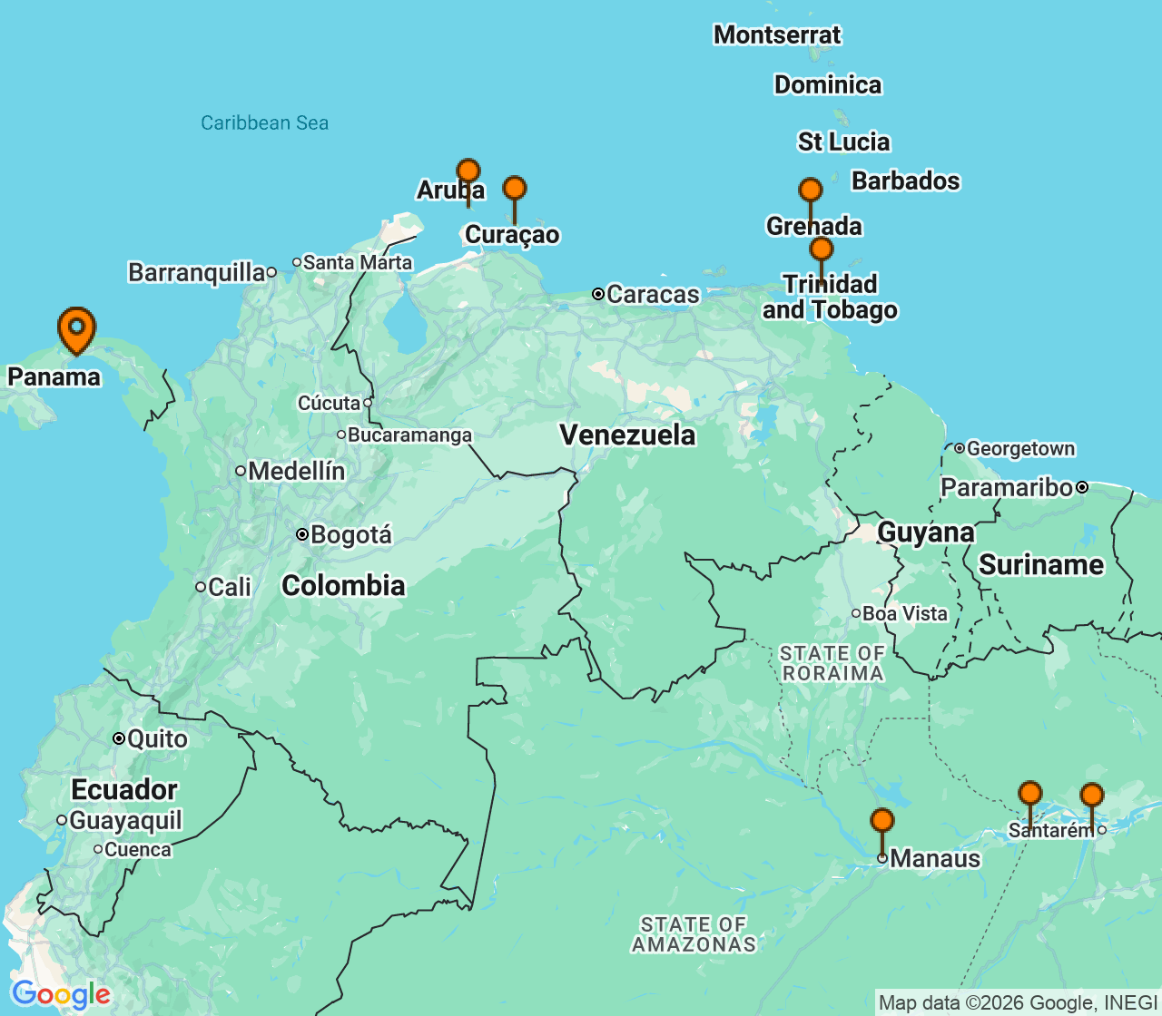 Harta itinerariu Croaziera 2027 - America de Sud (Panama City) - Regent Seven Seas Cruises - Seven Seas Grandeur - 22 nopti