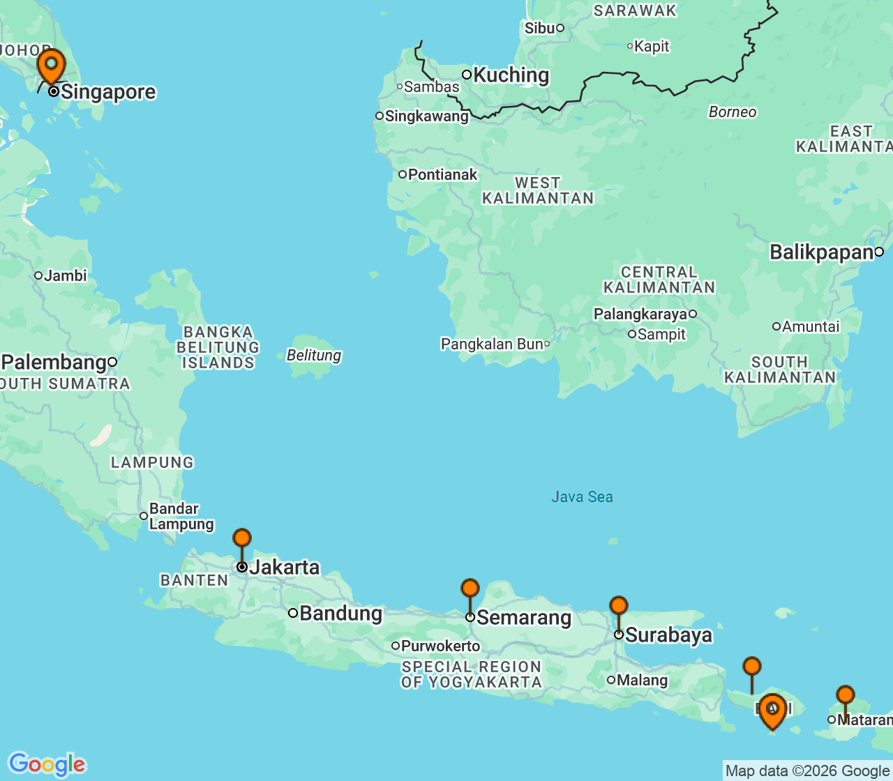 Harta itinerariu Croaziera 2028 -  (Benoa, Bali, Indonezia) - Oceania Cruises - Vista - 9 nopti