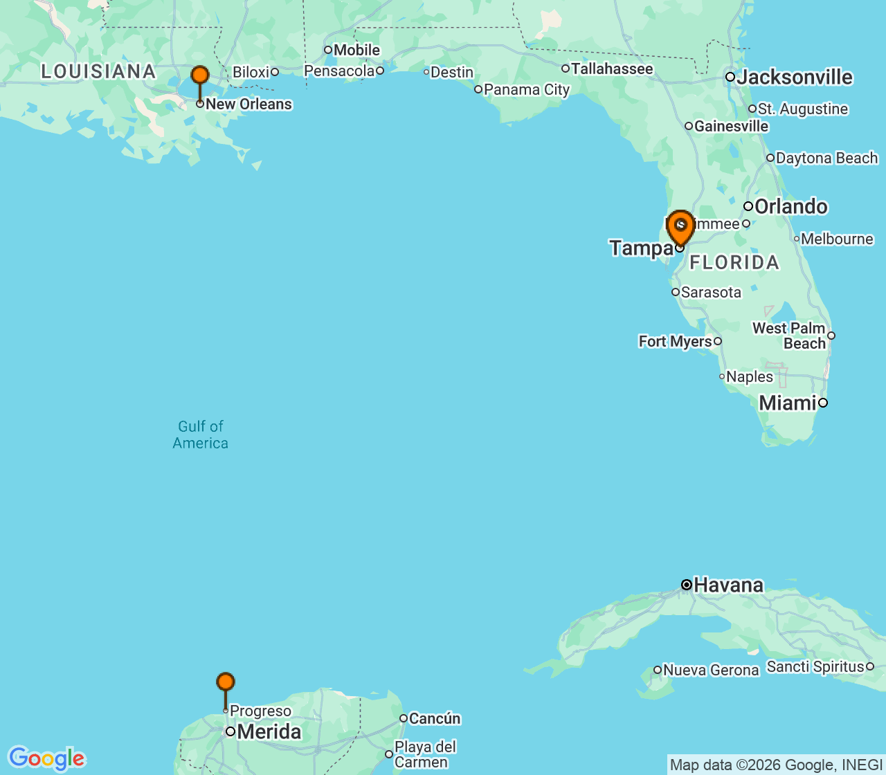 Harta itinerariu Croaziera 2028 - Caraibe si America Centrala (Tampa, FL) - Celebrity Cruises - Celebrity Constellation - 7 nopti