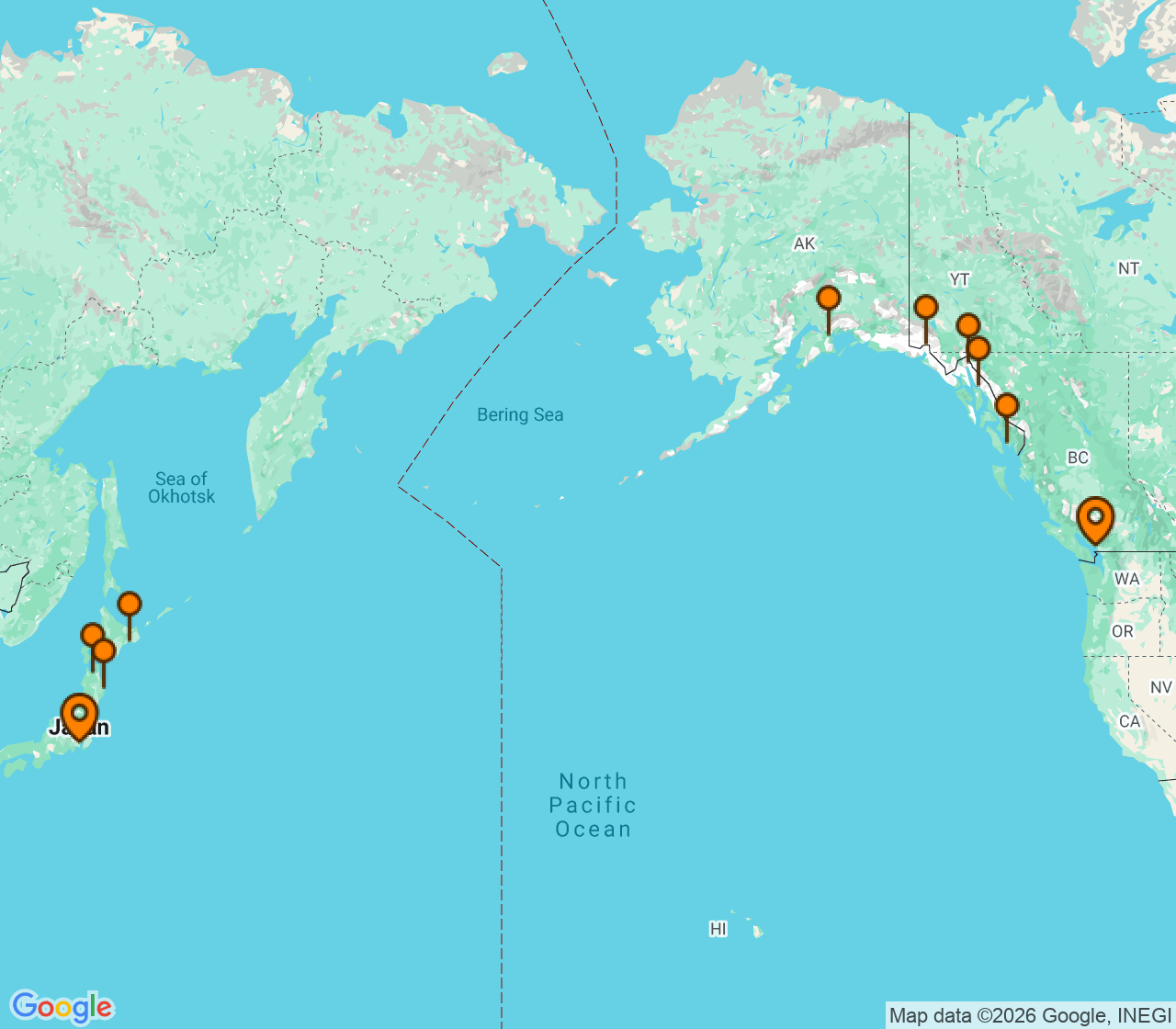 Harta itinerariu Croaziera 2027 - Repozitionari si Transoceanic (Vancouver, Canada) - Regent Seven Seas Cruises - Seven Seas Explorer - 19 nopti