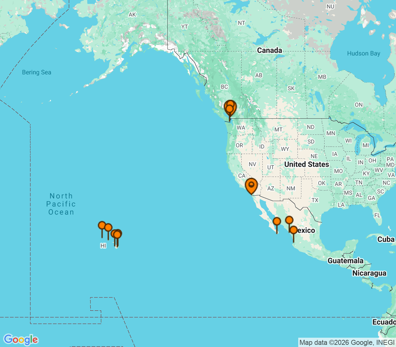 Harta itinerariu Croaziera 2028 - Hawaii (San Diego, CA) - Holland America Line - Koningsdam - 28 nopti
