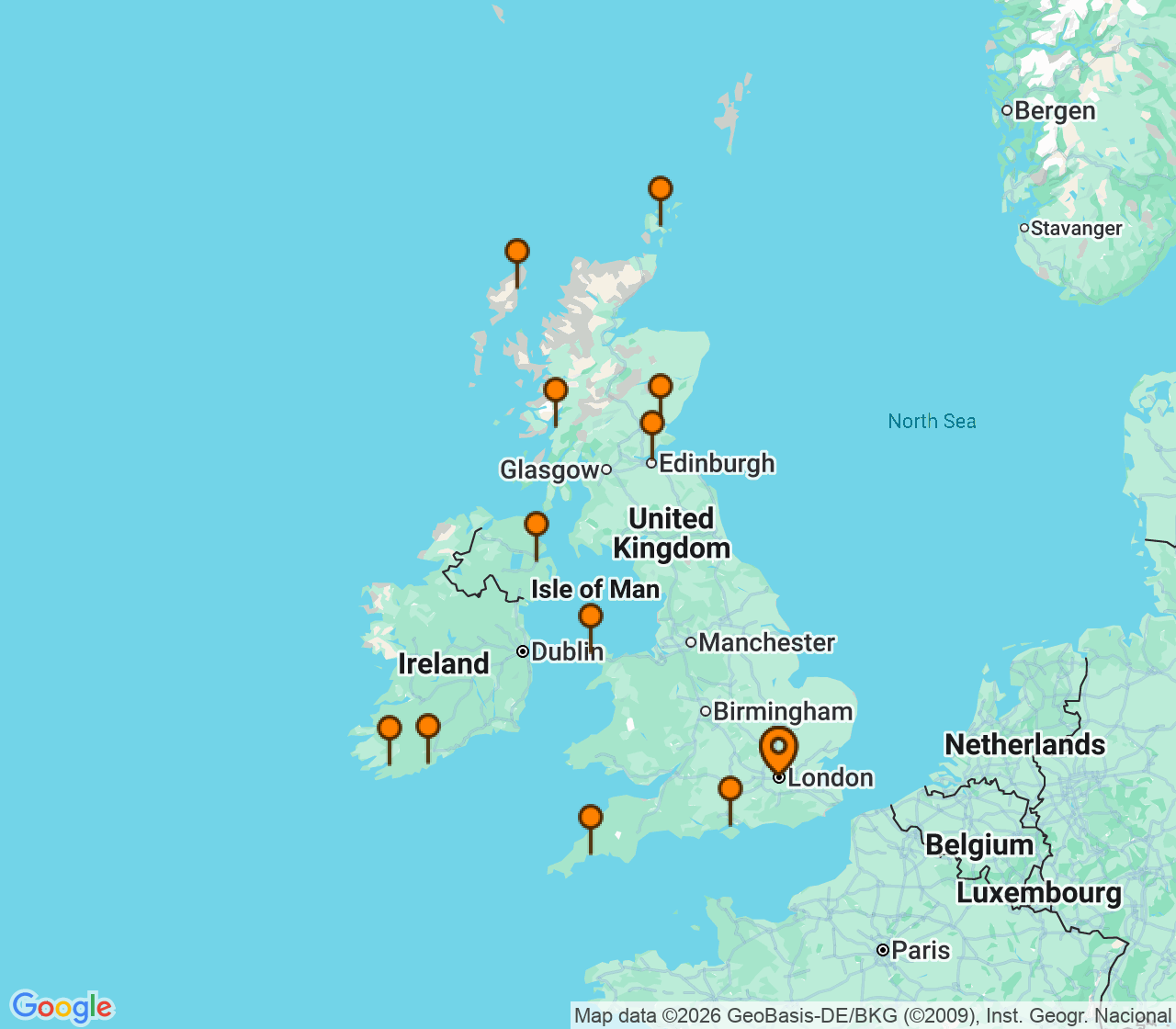 Harta itinerariu Croaziera 2027 - Europa de Nord (Dover (Londra), Anglia) - Seabourn - Seabourn Quest - 14 nopti