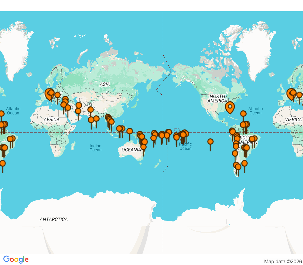 Harta itinerariu Croaziera 2029 - Grand Voyage si Tematice (Miami, FL) - Regent Seven Seas Cruises - Seven Seas Mariner - 150 nopti